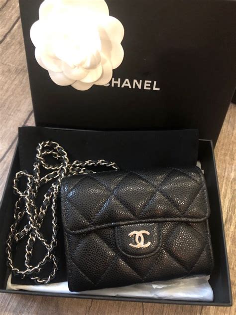 jewel card holder with chain chanel|Chanel 19 wallet on chain.